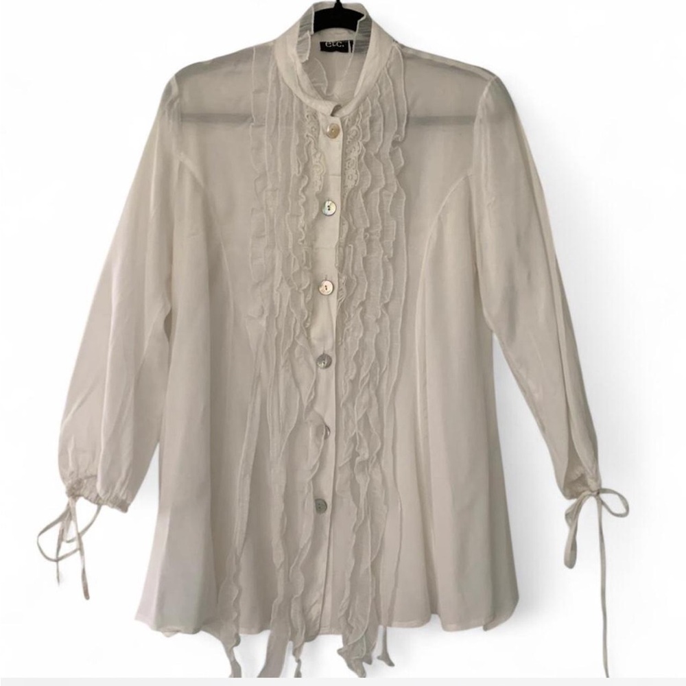 Fairycore Dainty Coquette  Elegant ivory  Button-Down Blouse size S